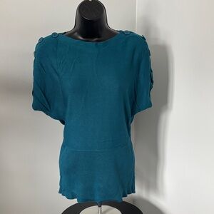 United States Sweaters Teal Blouse with Button Accents
